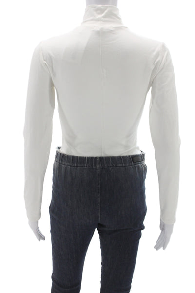 Reformation Womens Basic Mock Neck White Long Sleeve T-Shirt Size S