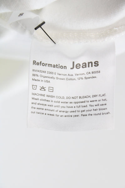 Reformation Womens Basic Mock Neck White Long Sleeve T-Shirt Size S
