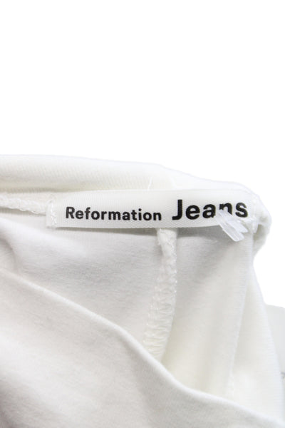 Reformation Womens Basic Mock Neck White Long Sleeve T-Shirt Size S