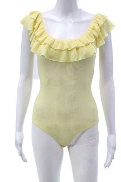 Ulla Johnson Womens Yellow Cotton Bodysuit Sleeveless Round Neck Size PP