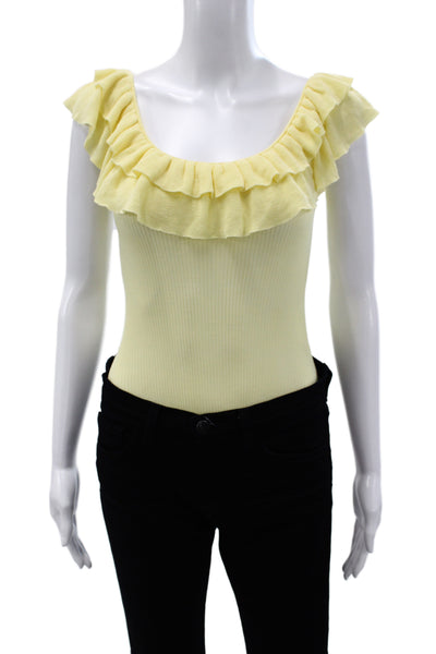 Ulla Johnson Womens Yellow Cotton Bodysuit Sleeveless Round Neck Size PP