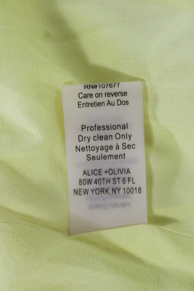 Alice + Olivia Women Tunic Boat Neck Long Sleeve Yellow Polyester Button Size L