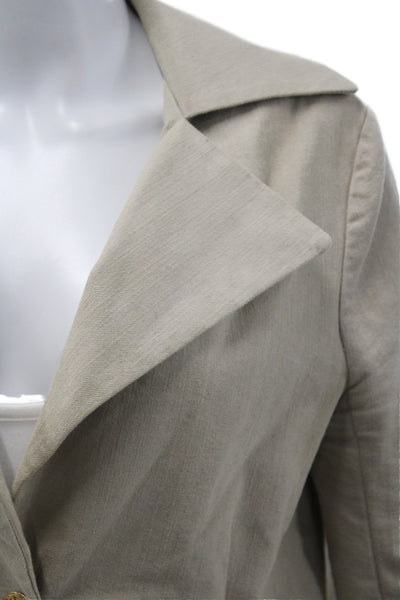 Alice + Olivia Womens Beige Basic Jacket Button Cotton Long Sleeve Size L