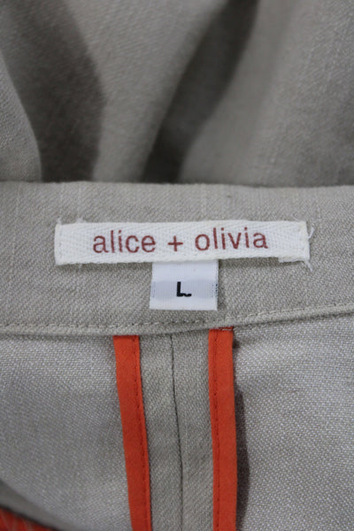 Alice + Olivia Womens Beige Basic Jacket Button Cotton Long Sleeve Size L
