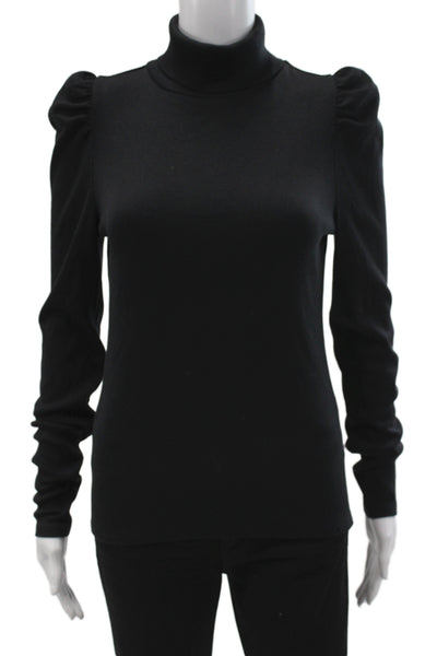 Veronica Beard Womens Black Turtleneck Long Sleeve Blouse Pima Cotton Size S