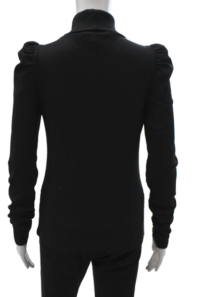 Veronica Beard Womens Black Turtleneck Long Sleeve Blouse Pima Cotton Size S