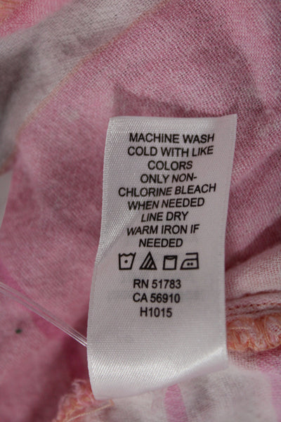 Love Shack Fancy Women Pink Checked Collared Button-Up Long Sleeve Top Size S