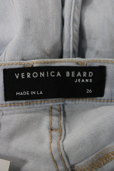 Veronica Beard Women Ankle High Waist Jeans Blue Button Cotton Size 26