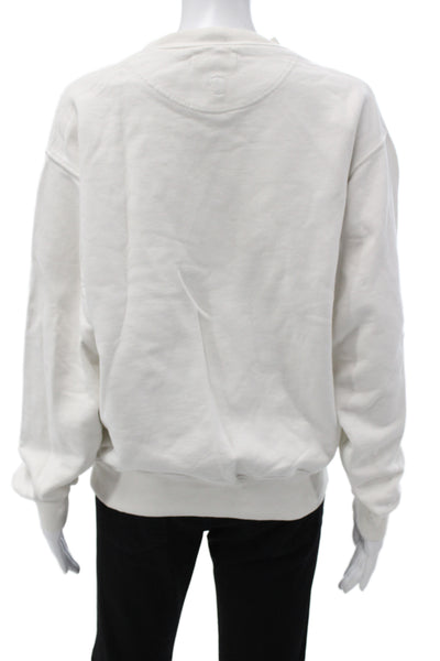 Anine Bing Women Basic T-Shirt White Cotton Crew Neck Long Sleeve Size S