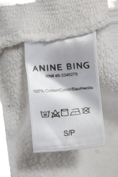 Anine Bing Women Basic T-Shirt White Cotton Crew Neck Long Sleeve Size S