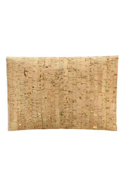 Kara Ross Womens Cork Jeweled Closure Envelope Clutch Handbag Beige