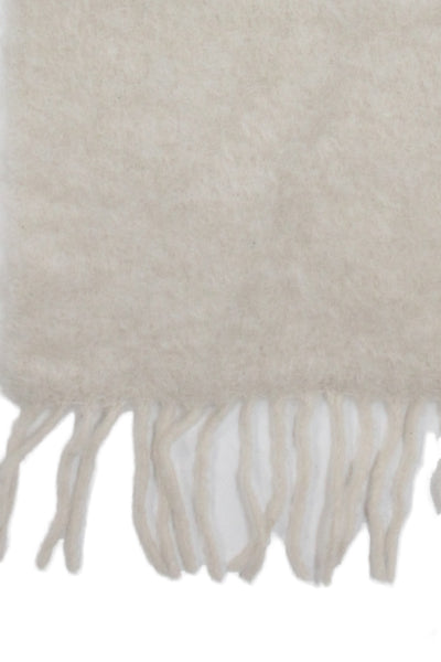 Loewe Womens Mohair Knit Fringe Trim Fold Over Scarf White 72"x8"