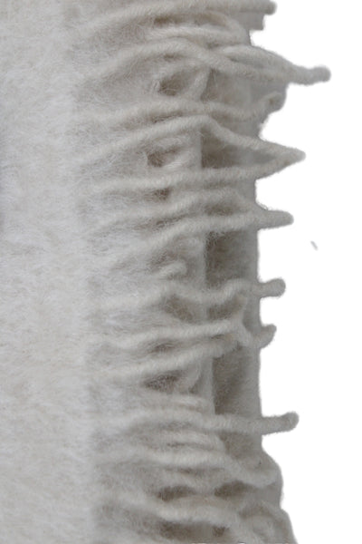 Loewe Womens Mohair Knit Fringe Trim Fold Over Scarf White 72"x8"
