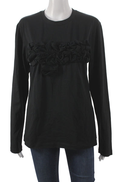 Meimeij Women Jersey T-Shirt Black Long Sleeve Crew Neck Size 40