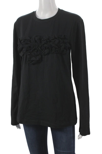 Meimeij Women Jersey T-Shirt Black Long Sleeve Crew Neck Size 40