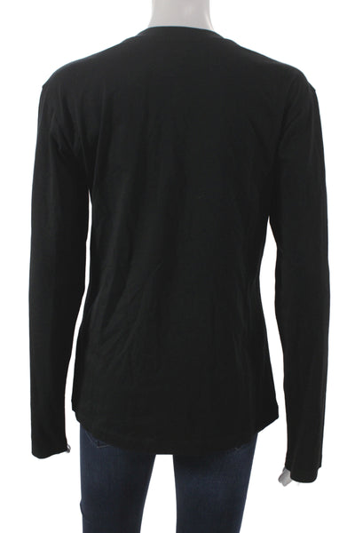 Meimeij Women Jersey T-Shirt Black Long Sleeve Crew Neck Size 40