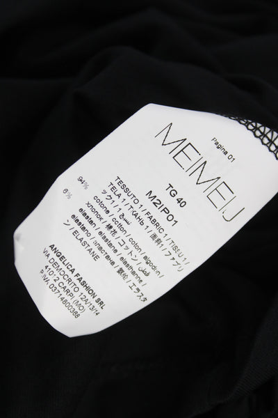Meimeij Women Jersey T-Shirt Black Long Sleeve Crew Neck Size 40