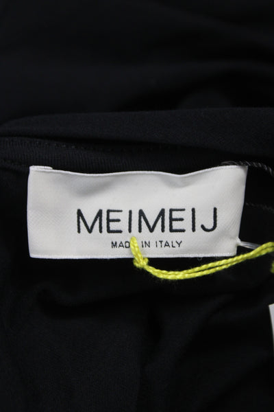 Meimeij Women Jersey T-Shirt Black Long Sleeve Crew Neck Size 40