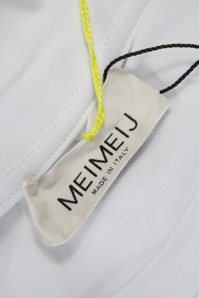 Meimeij Women Jersey T-Shirt White Long Sleeve Crew Neck 94% Cotton Size 42