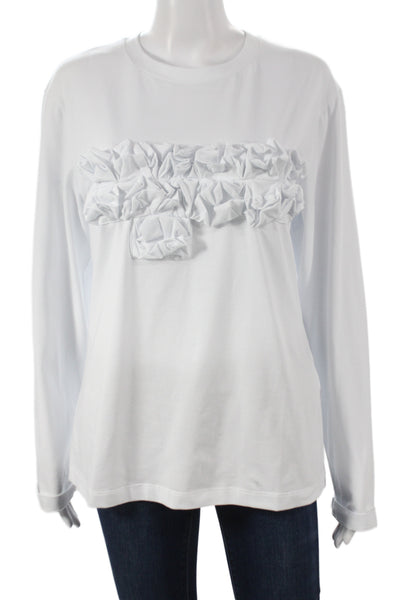 Meimeij Women Jersey T-Shirt White Long Sleeve Crew Neck 94% Cotton Size 46