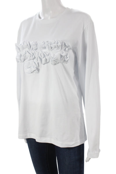 Meimeij Women Jersey T-Shirt White Long Sleeve Crew Neck 94% Cotton Size 46