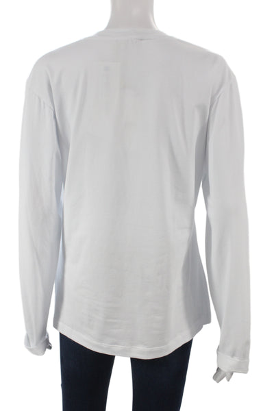 Meimeij Women Jersey T-Shirt White Long Sleeve Crew Neck 94% Cotton Size 46