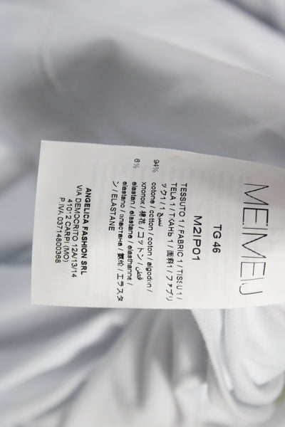 Meimeij Women Jersey T-Shirt White Long Sleeve Crew Neck 94% Cotton Size 46