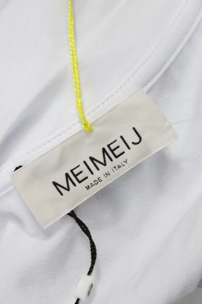 Meimeij Women Jersey T-Shirt White Long Sleeve Crew Neck 94% Cotton Size 46