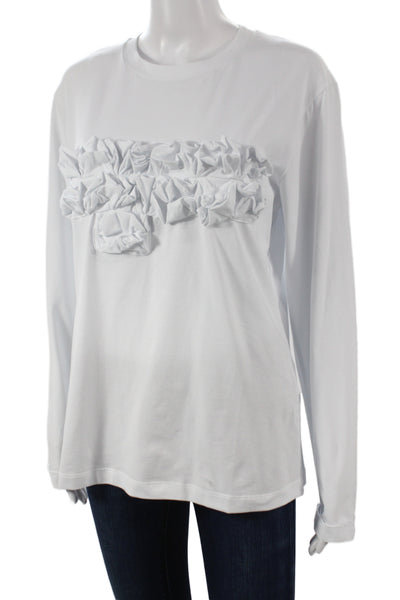 Meimeij Womens Jersey T-Shirt White Crew Neck Long Sleeve Size 44