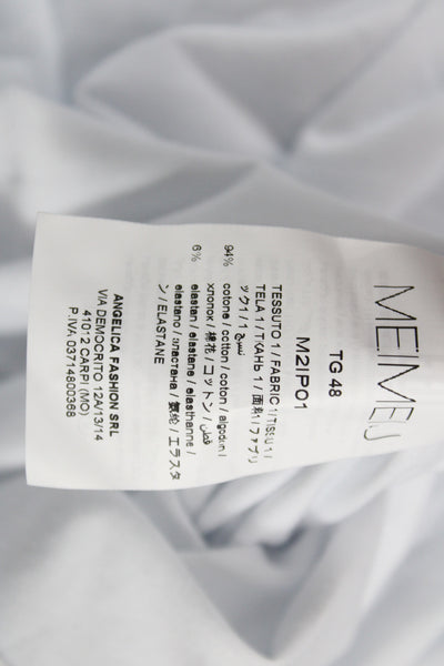 Meimeij Womens Jersey T-Shirt White Crew Neck Long Sleeve Size 44