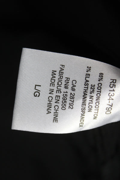 Renuar Women Tunic Black Collared Button-Up 3/4 Sleeve Size L