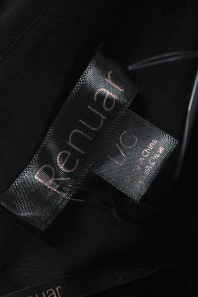 Renuar Women Tunic Black Collared Button-Up 3/4 Sleeve Size L