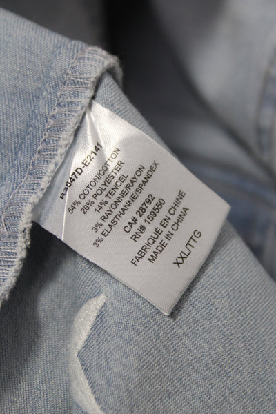 Renuar Women Basic Jacket Blue Button Long Sleeve Stars 54% Cotton Size 2XL