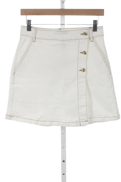 Renuar Women Mini Skort White Button Cotton Casual Size S