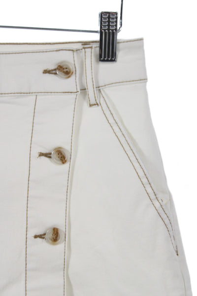 Renuar Women Mini Skort White Button Cotton Casual Size S