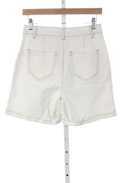 Renuar Women Mini Skort White Button Cotton Casual Size S