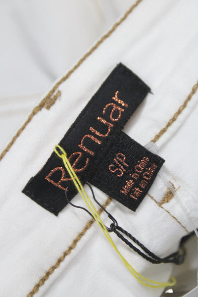 Renuar Women Mini Skort White Button Cotton Casual Size S