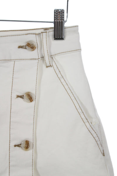 Renuar Women Mini Skort White Button Cotton Casual Size M