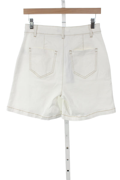 Renuar Women Mini Skort White Button Cotton Casual Size M