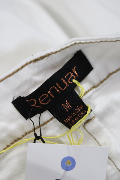 Renuar Women Mini Skort White Button Cotton Casual Size M