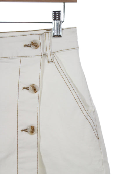 Renuar Women White Cotton Skort Mini Button Front Casual Size L