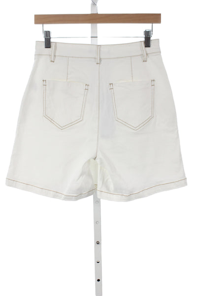 Renuar Women White Cotton Skort Mini Button Front Casual Size L