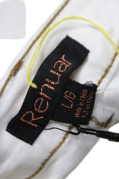 Renuar Women White Cotton Skort Mini Button Front Casual Size L
