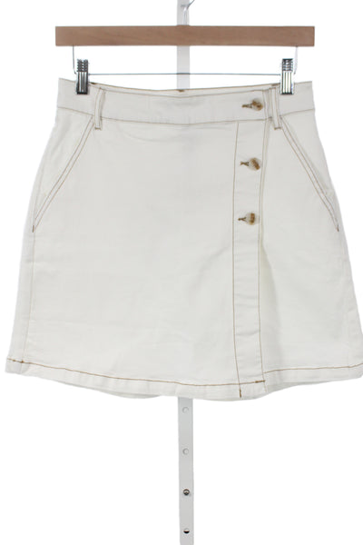 Renuar Women Skort White Button Mini Cotton Casual Size XL