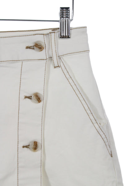 Renuar Women Skort White Button Mini Cotton Casual Size XL