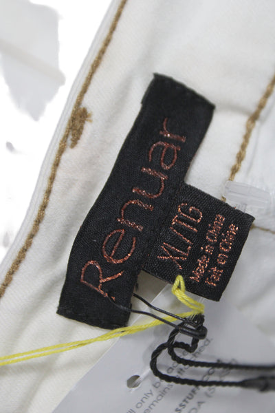 Renuar Women Skort White Button Mini Cotton Casual Size XL