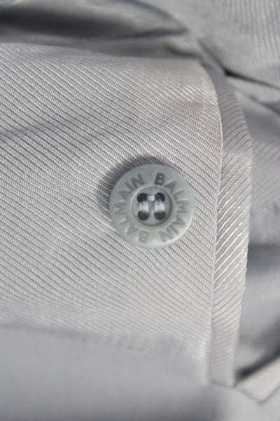 Balmain Womens Military Jacket Blue Wool Button Long Sleeve Size S
