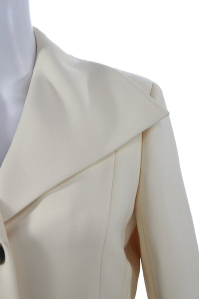 Christian Dior Women Ivory Wool Basic Jacket Button Long Sleeve Size S