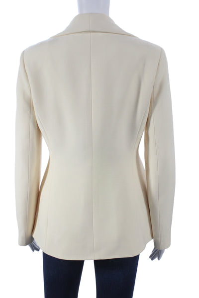 Christian Dior Women Ivory Wool Basic Jacket Button Long Sleeve Size S