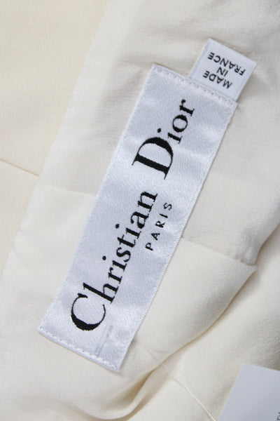 Christian Dior Women Ivory Wool Basic Jacket Button Long Sleeve Size S